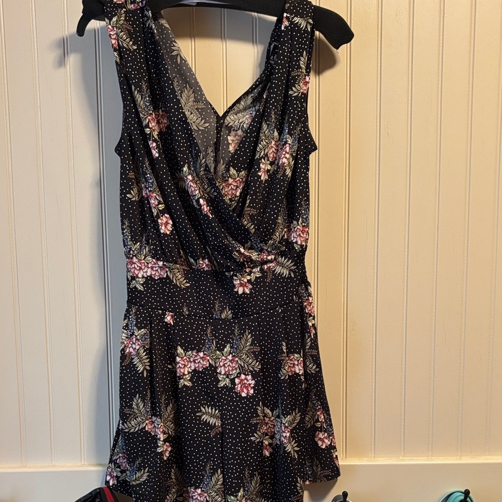 CAbi Gray and Green Patterned romper